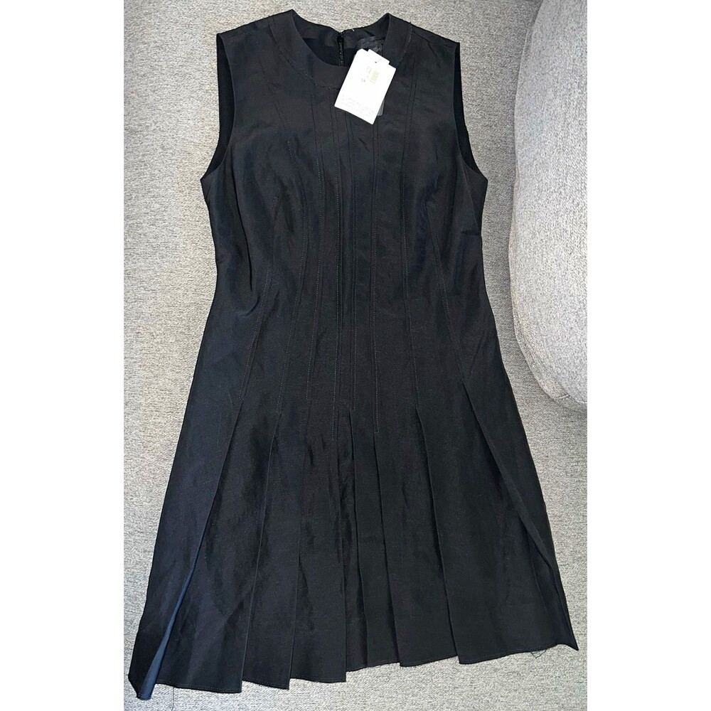 Alexander Wang NWT Rare Archival Liquorice Black Ramie Pleated Dress Size 2